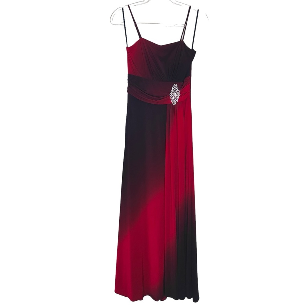 Vintage Happy Joe’s Size Small Black Red Ombré Maxi Evening Formal Gown Dress